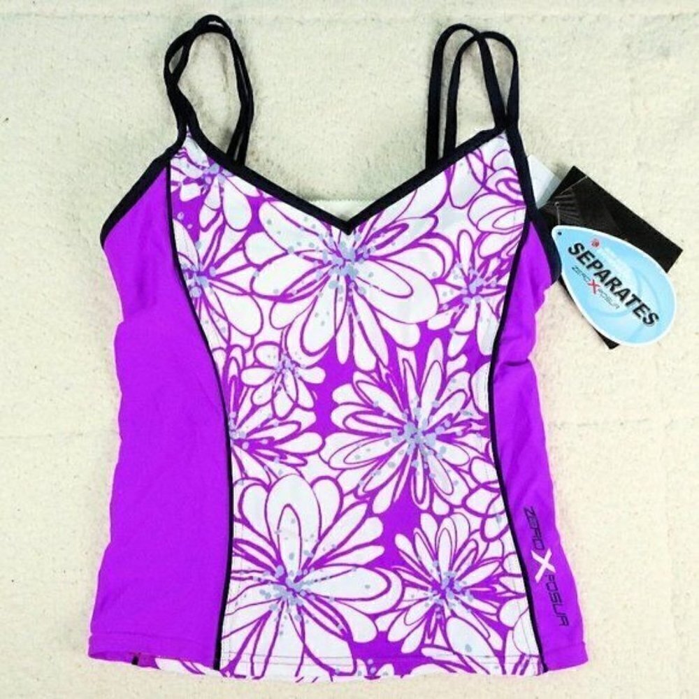 ZeroXposur Violet Atom Tankini w/ Built in Bra Size 6